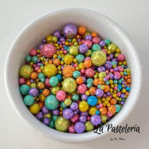 Mix Perlas multicolores con Glitter