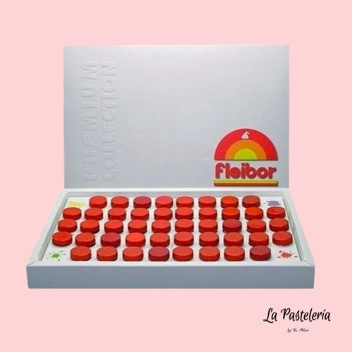 Caja Premium de colorantes Fleibor x 46 colores con bolsa y carta de colores