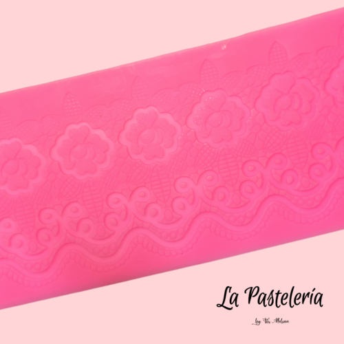 Molde silicona para puntilla o encaje comestible diseño flores